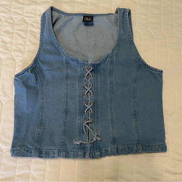 La Armario Jackets & Blazers - La Armario Lace Up Jean Vest Large
